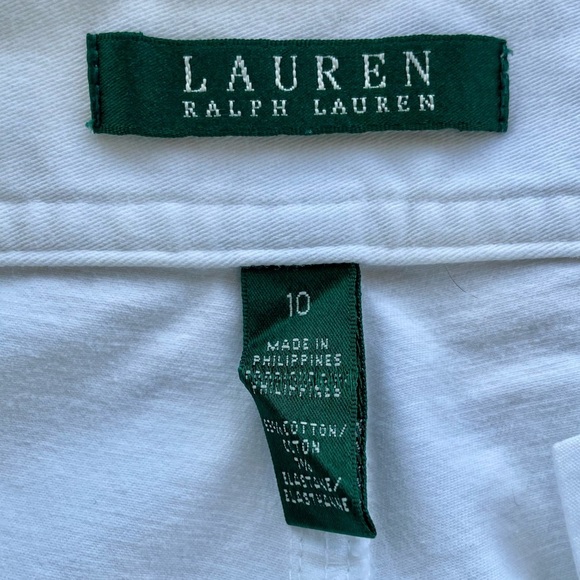 Lauren Ralph Lauren White Capris Gold Accents Wide Straight Leg Women's 10 - Picture 5 of 6